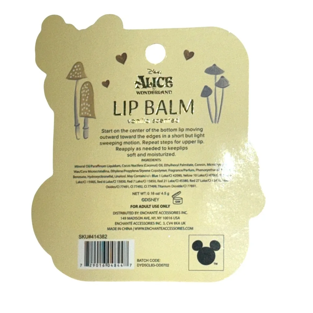 Disney Alice in Wonderland Lip Balm Womens OS Tan New‎ Mushroom Vanilla 0.16oz